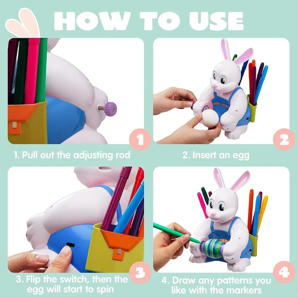 JOYIN Easter Bunny Egg Spinner Kit w/ Markers - Kids‎ Craft Decorator